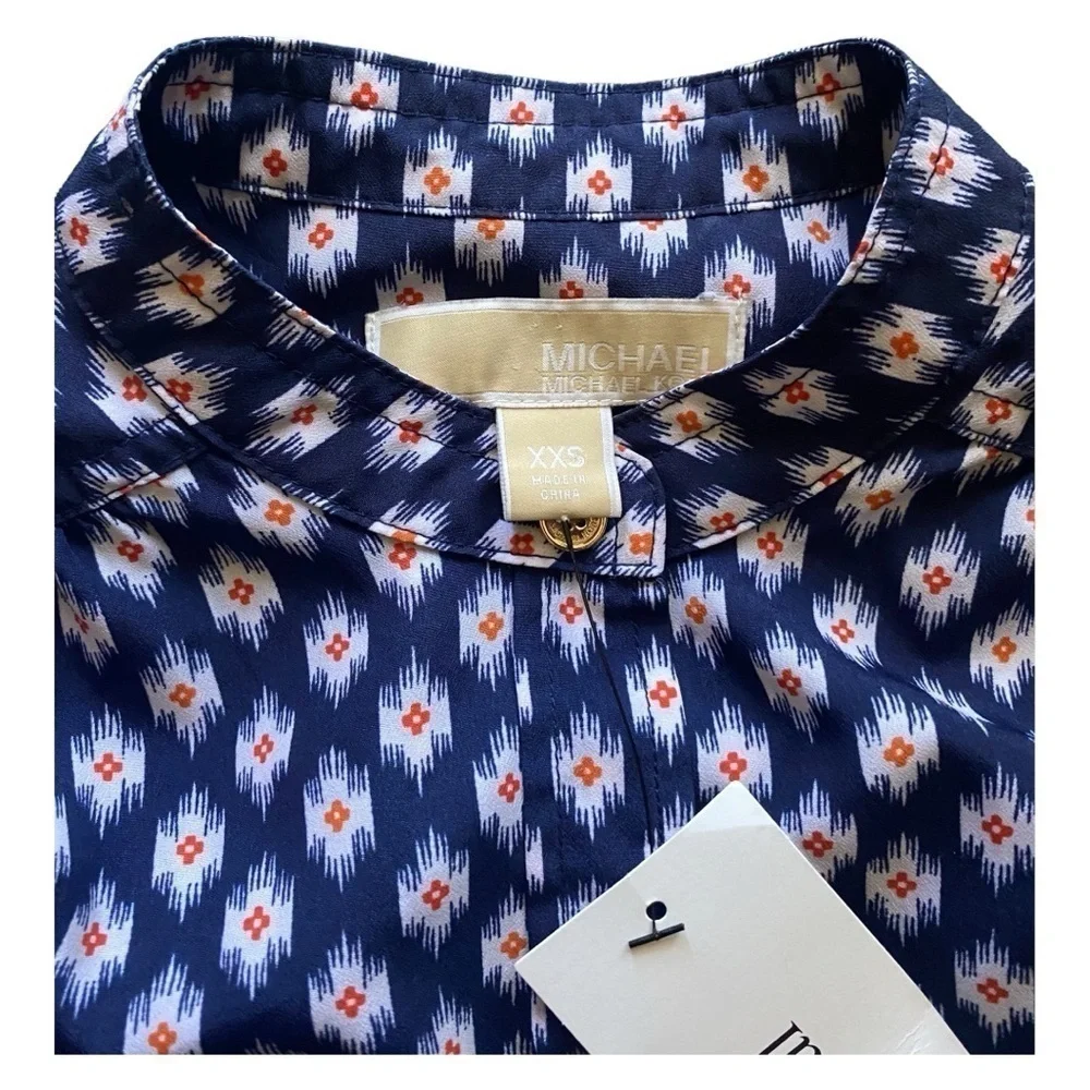MICHAEL KORS-BLUE IKAT PRINT ROMPER-SIZE XXS